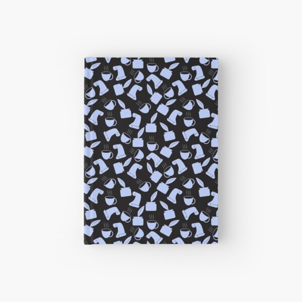 Ink and Quill Writer pattern blue Black bg Hardcover Journal
