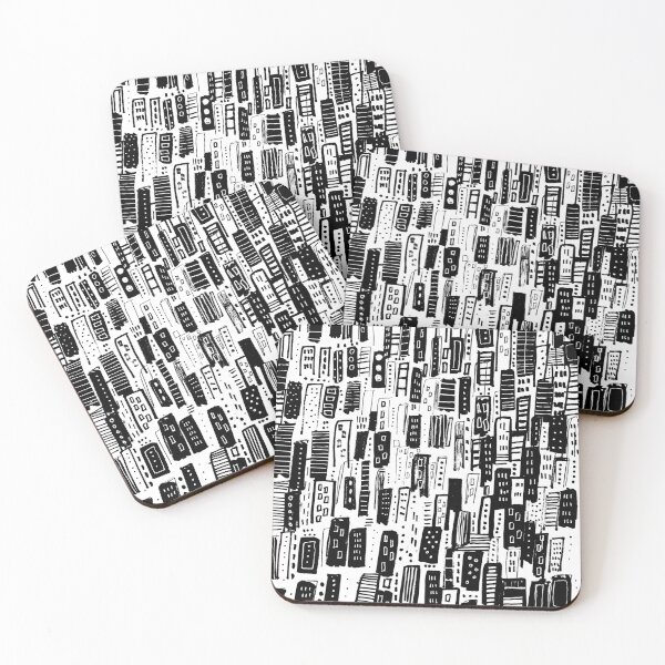 Item preview, Black and White Abstract Cityscape Pattern designed and sold by melaniebiehle.