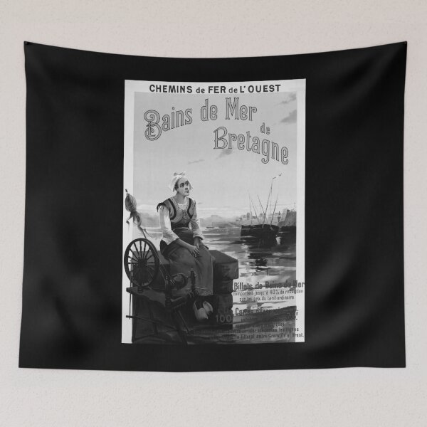 Item preview, Bains de Mer de Bretagne Noire vintage travel poster designed and sold by stickart-marek.
