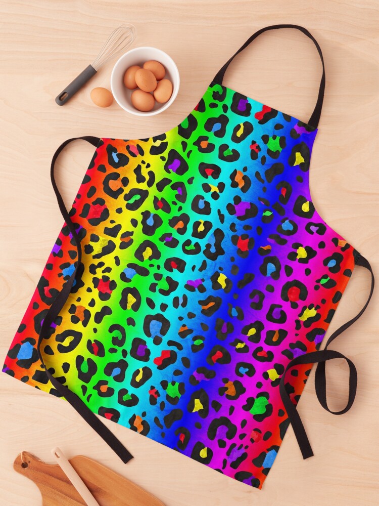 Double Rainbow Leopard Print All Over Animal Pattern | Apron