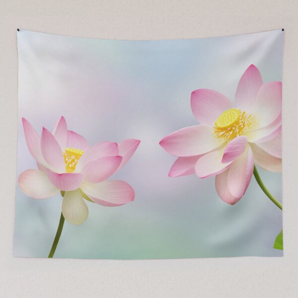 Item preview, Two Pink Lotus Flowers In Full Bloom. Dear To Mahalakshmi, Goddess Of Abundance. designed and sold by TJ Devadatta Best.