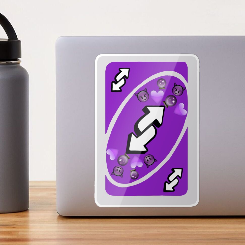 Purple Uno Reverse Card Sticker for Sale by rhd18