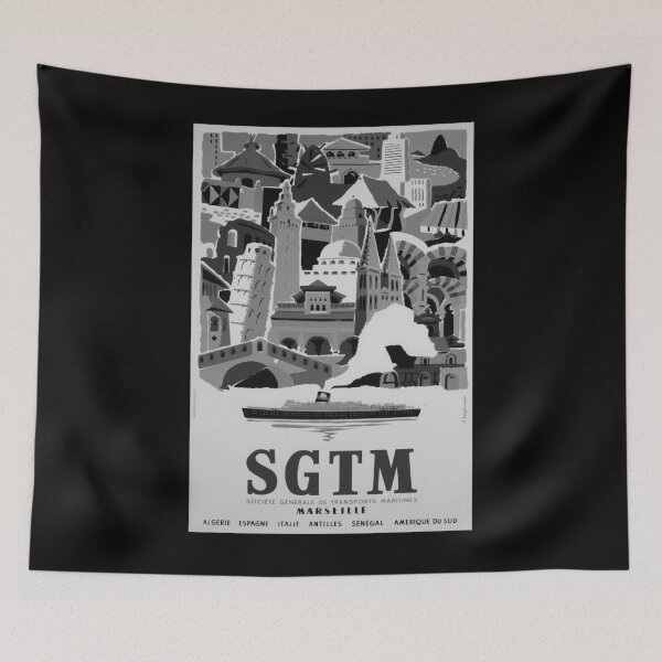Item preview, Sgtm Marseille Noire vintage travel poster designed and sold by stickart-marek.
