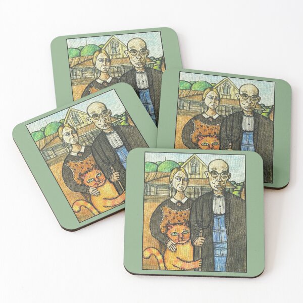 Item preview, American Gothic with Ginger Cat designed and sold by PaniaBrown.