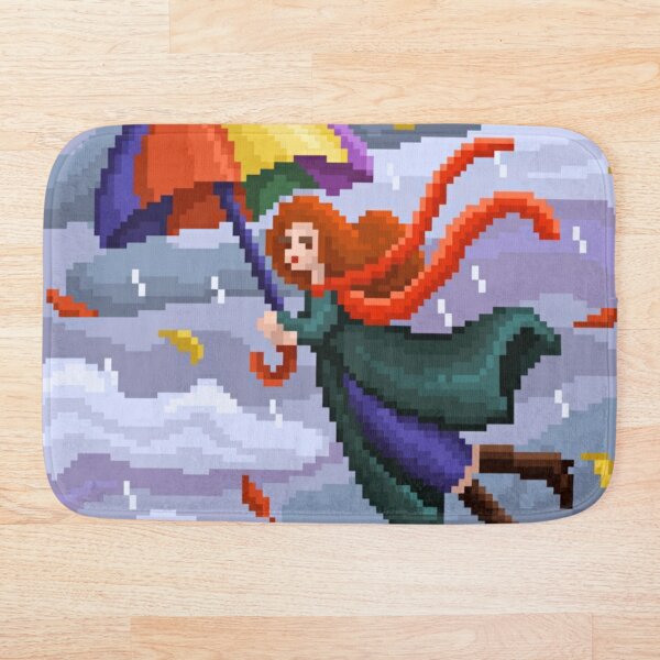 Aperçu de l'œuvre Fille en fuite pixélisée sous la pluie créée et vendue par HopeDetour.