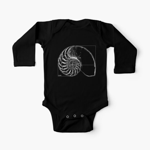 Fibonacci on a nautilus shell Long Sleeve Baby One-Piece