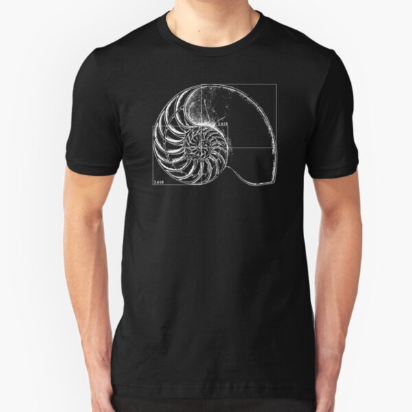 Fibonacci on a nautilus shell Slim Fit T-Shirt