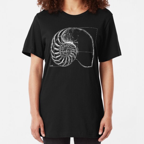 Fibonacci on a nautilus shell Slim Fit T-Shirt