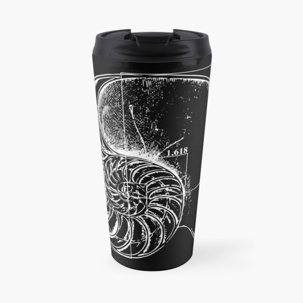 Fibonacci on a nautilus shell Travel Mug
