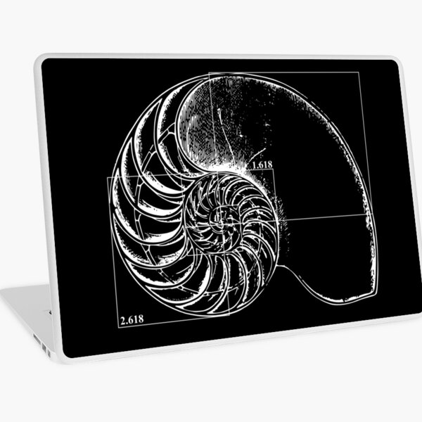 Fibonacci on a nautilus shell Laptop Skin
