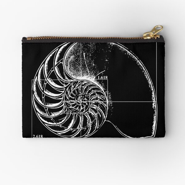 Fibonacci on a nautilus shell Zipper Pouch