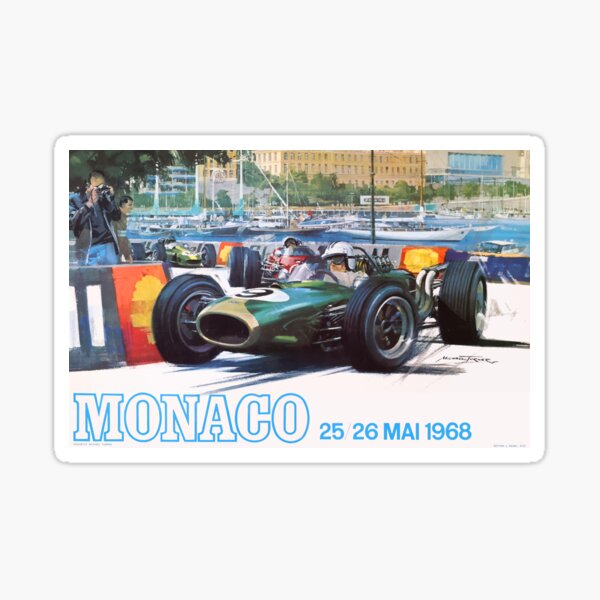1968 MONACO Grand Prix Racing Poster Sticker