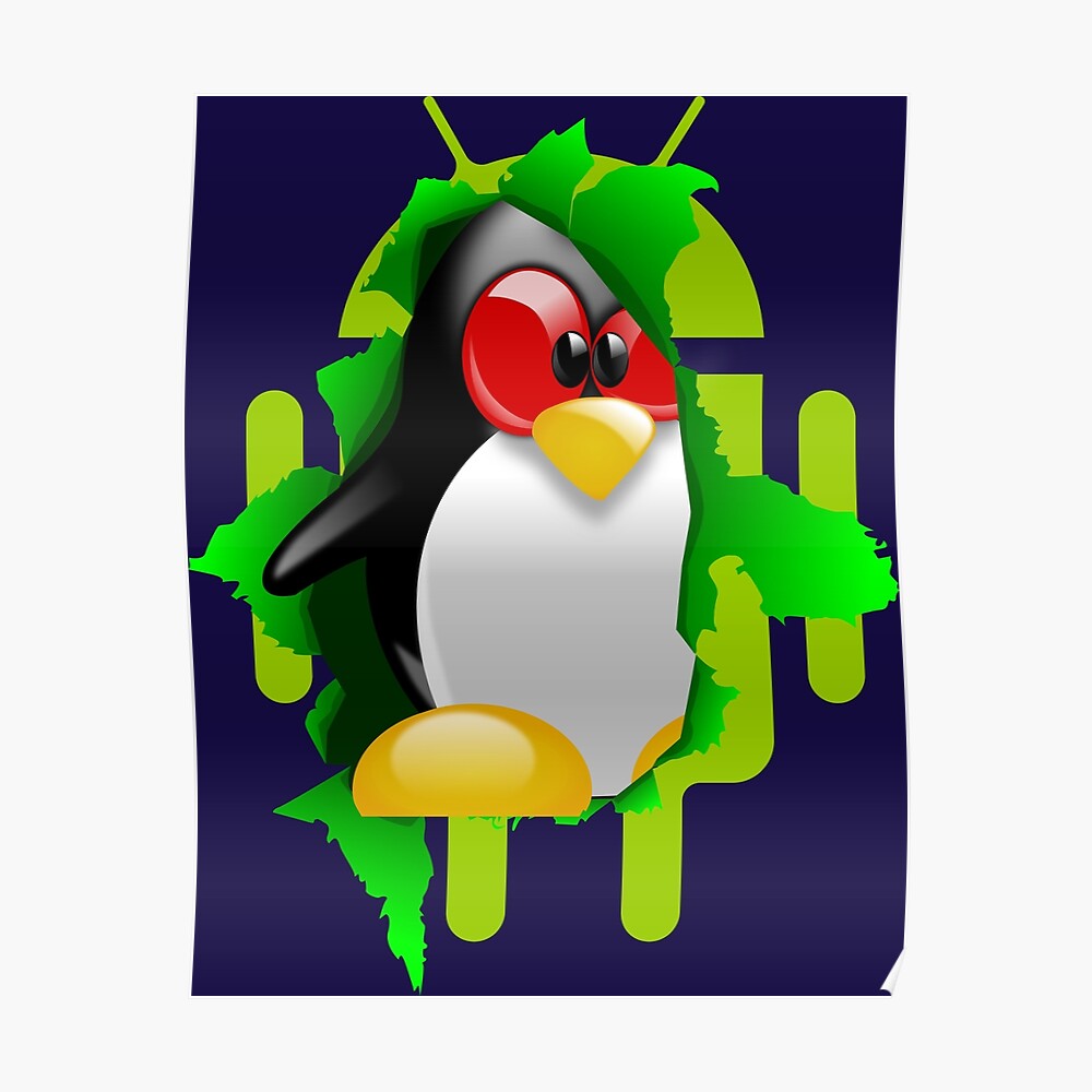 Angry Linux Tux Bursts From Android For Computer Programmers Poster By Codertopia Redbubble