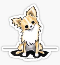 Longhaired Fawn/White Chihuahua Sit Pretty Sticker