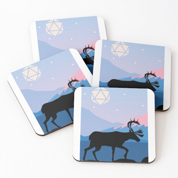 Item preview, Winter Moose Polyhedral Dice Sun RPG Landscape designed and sold by pixeptional.