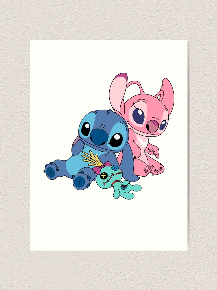 Stitch & Scrump (Lilo & Stitch) Disney Watercolor Art Print