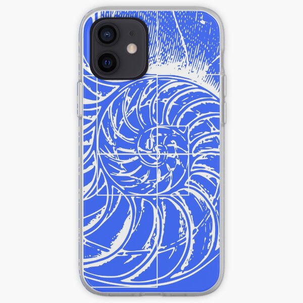 Fibonacci on a nautilus shell (blue) iPhone Soft Case