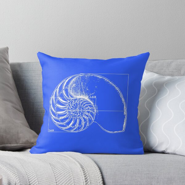 Artikel-Vorschau von Fibonacci auf einer Nautilusschale (blau), designt und verkauft von funmaths.