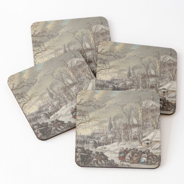 Item preview, Figures on a Frozen Canal - Gerrit Battem designed and sold by themasters.