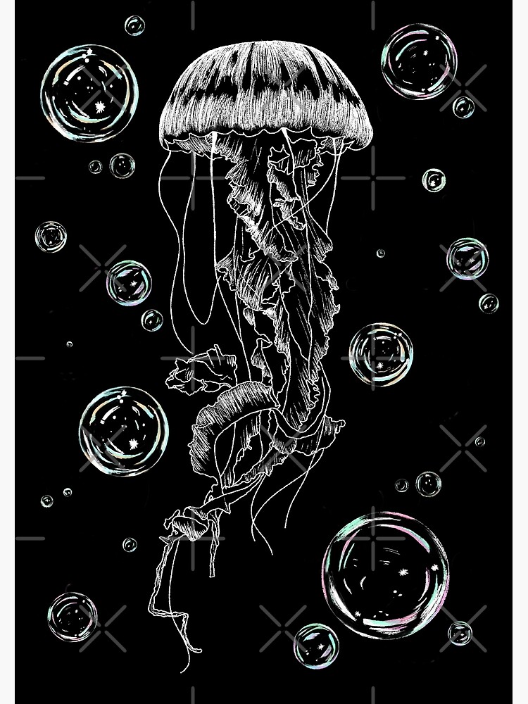 Jellyfish and Bubbles Poster for Sale by throwerbre