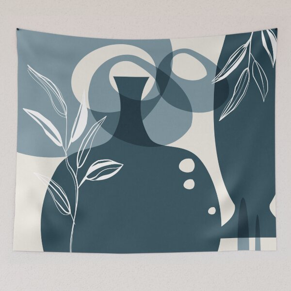 Item preview, Abstract - Leaves and Vases in Teal and Aqua 1 designed and sold by simplydesignart.