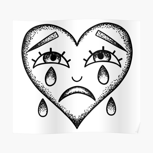 CRYING HEART TRADITIONAL TATTOO WALL PLAQUE  Dead Inside Design