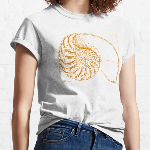 Fibonacci on a nautilus shell (orange) Classic T-Shirt