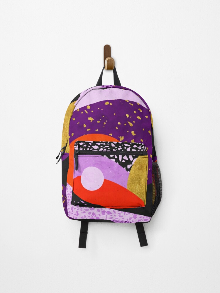 purple and gold backpack