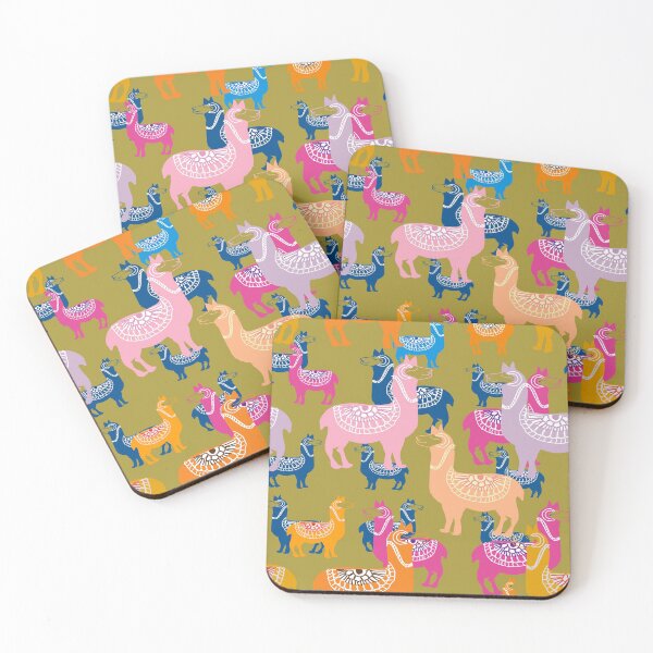 Item preview, Cute Alpaca patterns- pink, orange, pink, blue, olive green designed and sold by Urvashi Patel.