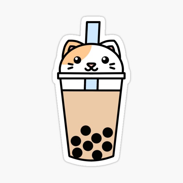 "cat boba" Sticker for Sale by milkteajin Redbubble