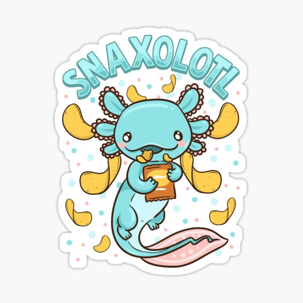 Vista previa del artículo con la obra «Lindo y divertido Snaxolotl Adorable axolotl comiendo bocadillos», diseñado y vendido por perfectpresents.