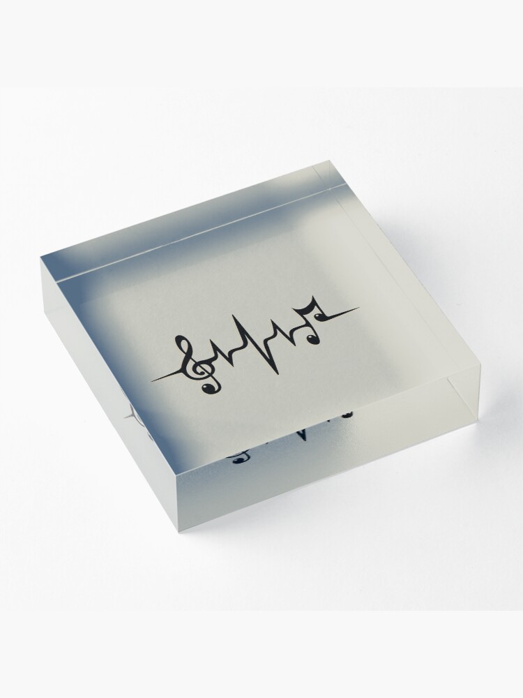 Alternate view of Music Pulse Heartbeat Notes Clef Frequency Wave Sound Festival Acrylic Block