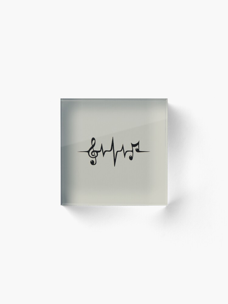 Alternate view of Music Pulse Heartbeat Notes Clef Frequency Wave Sound Festival Acrylic Block