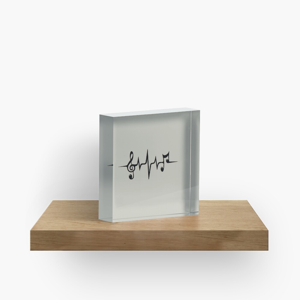 Music Pulse Heartbeat Notes Clef Frequency Wave Sound Festival Acrylic Block