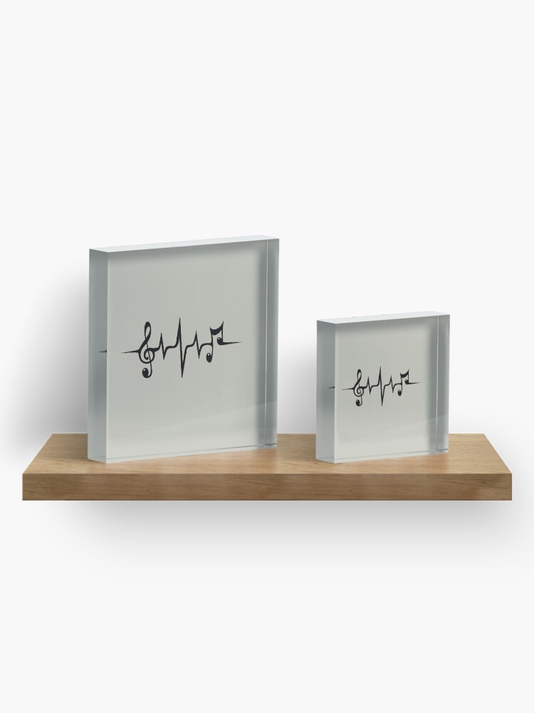 Alternate view of Music Pulse Heartbeat Notes Clef Frequency Wave Sound Festival Acrylic Block