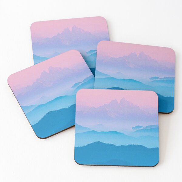 Item preview, Foggy Pink and Blue Mountain Silhouette Views designed and sold by MNCO.