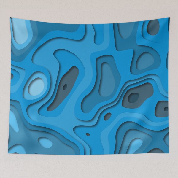 Item preview, Blue Wavy 3D Papercut designed and sold by Vector Scout Lab.