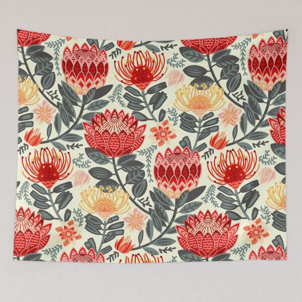 Item preview, Protea Chintz - Grey & Red designed and sold by TigaTiga.