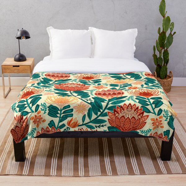 Item preview, Protea Chintz - Teal & Orange  designed and sold by TigaTiga.