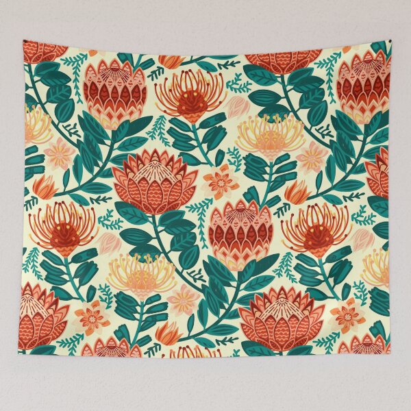 Item preview, Protea Chintz - Teal & Orange  designed and sold by TigaTiga.