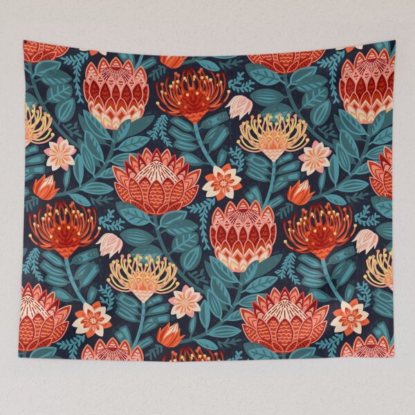 Item preview, Protea Chintz - Navy designed and sold by TigaTiga.