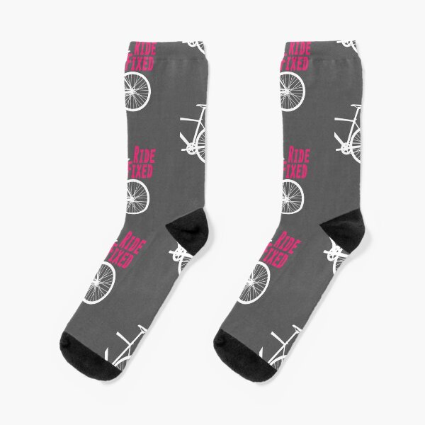 Ride Fixed - Fixie - Fixed Wheel - Track Bike - Cycling Artwork Socks