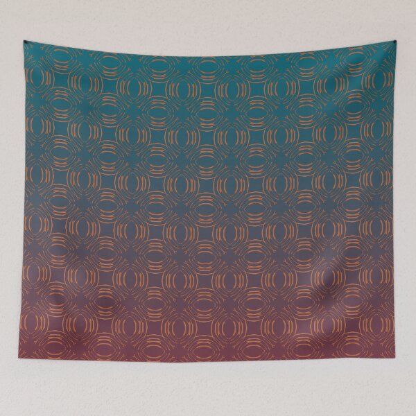 Item preview, Rich bronze tapestry look on turquoise to red gradient background  designed and sold by PetaJaneHome.