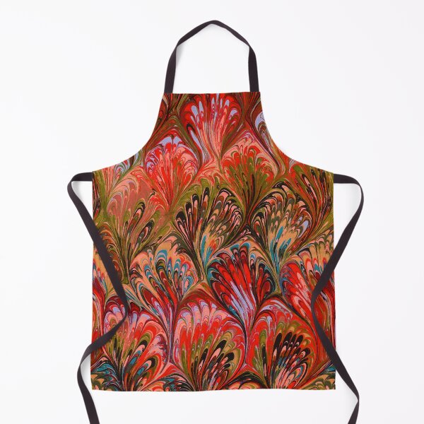 Item preview, MARBLED PAPER,ABSTRACT RED ORANGE GREEN SWIRLS AND SHADES  designed and sold by BulganLumini.