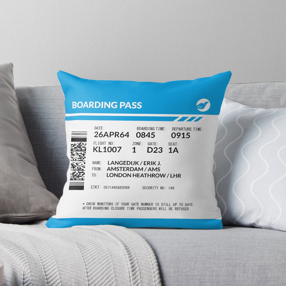 Boarding Pass 5748X5748 (RLG) Throw Pillow