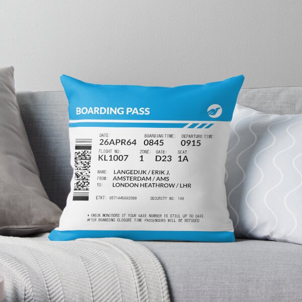 Boarding Pass 5748X5748 (RLG) Throw Pillow