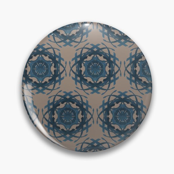 Item preview, Blue and black circular motif design on cool oatmeal background  designed and sold by PetaJaneHome.