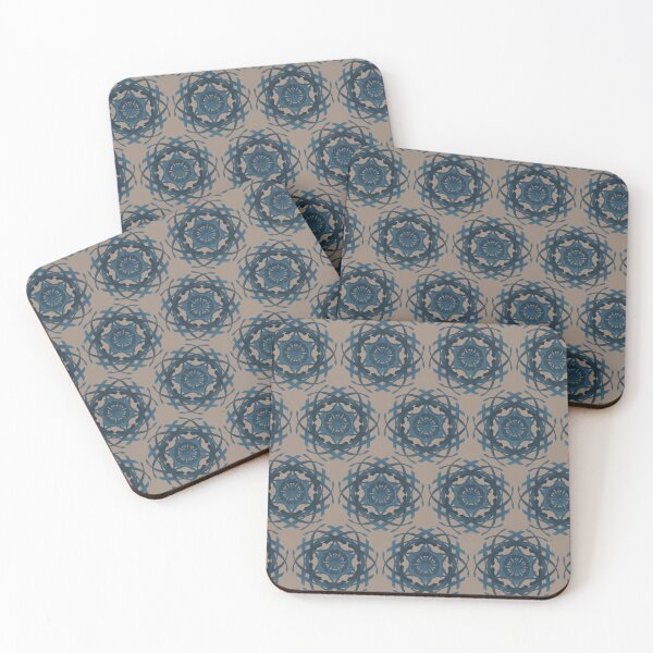 Item preview, Blue and black circular motif design on cool oatmeal background  designed and sold by PetaJaneHome.