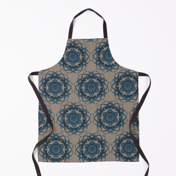 Item preview, Blue and black circular motif design on cool oatmeal background  designed and sold by PetaJaneHome.