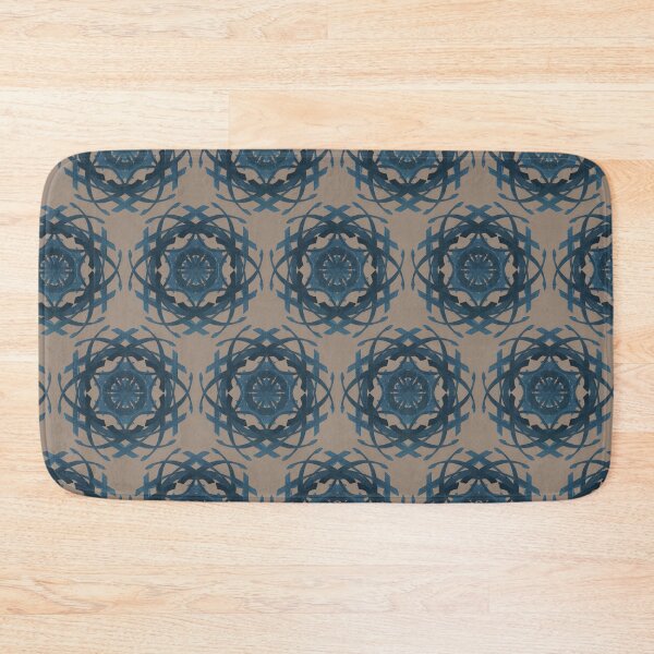 Item preview, Blue and black circular motif design on cool oatmeal background  designed and sold by PetaJaneHome.
